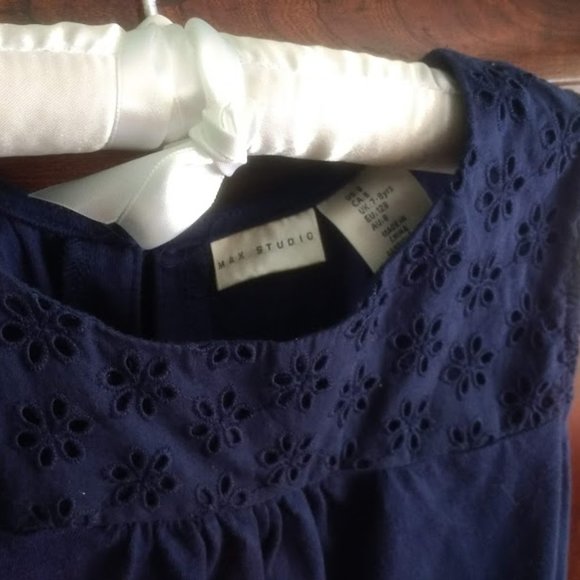 Sweet Navy Eyelet Dress - Soft and Casual - Picture 2 of 5